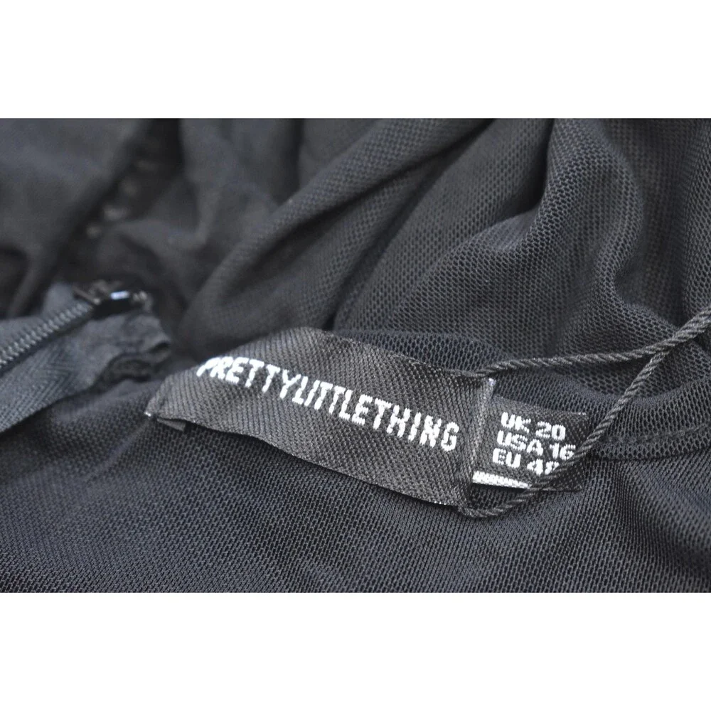 PRETTYLITTLETHING Catsuit Womens 16 Plus Black Sheer Animal Print Long Sleeve - Picture 7 of 10